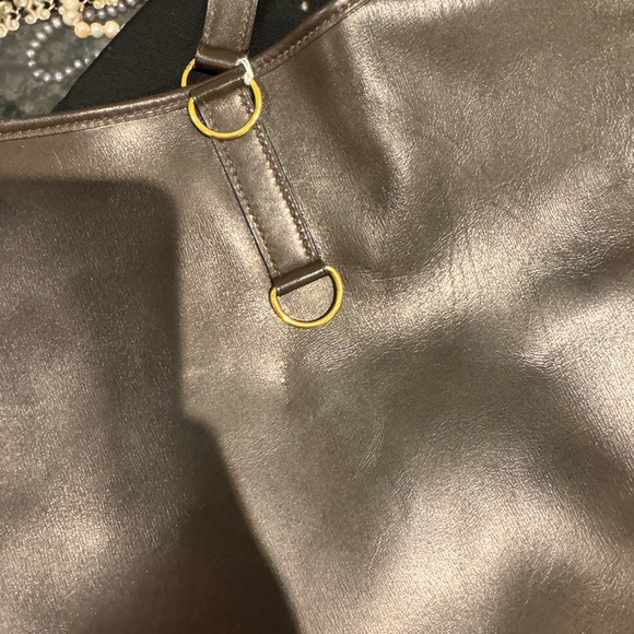 Authentic VINTAGE HERMES DARK BROWN LEATHER TRIM II BAG - Picture 3 of 9